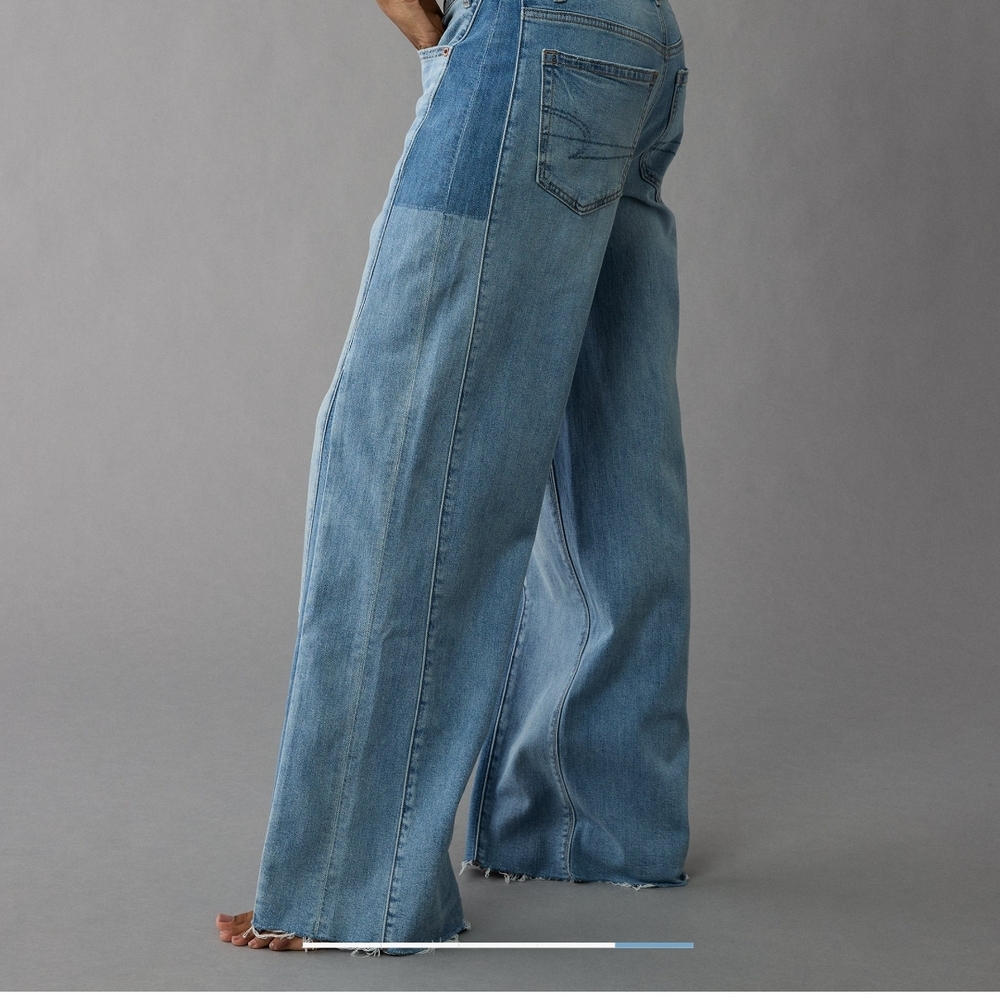 American Eagle Dreamy Drape STRETCH Patchwork Low-rise Baggy Jeans.   10 Short.
